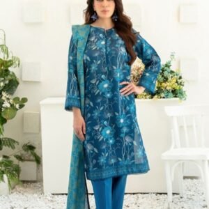 Azure Blossom Printed Lawn Suit