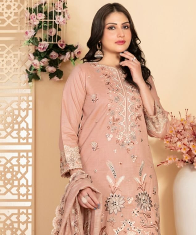 Blush Elegance Embroidered 3-Piece Suit