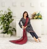 Midnight Rose Printed Lawn Suit - Image 3