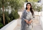 Charcoal & Off-White Botanical 3-Piece Lawn Suit (Design Code: D-5641) - Image 2