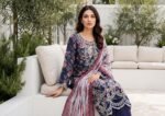 Royal Navy Floral Elegance 3-Piece Lawn Suit (Design Code: D-5642) - Image 2