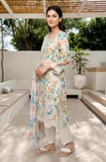Ivory Meadow Garden 3-Piece Lawn Suit (Design Code: D-5643) - Image 3
