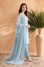 Sky Blue Floral Lawn Ensemble - Image 3