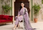 Lavender Pin-Tuck 3-Piece Lawn Suit - Image 2