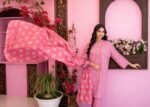 Rose Pink Lace Print 3-Piece Lawn Suit - Image 3