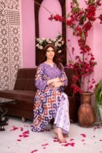 Vibrant Purple Mosaic 3-Piece Lawn Suit - Image 3