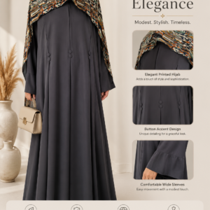 Midnight Elegance Button Abaya