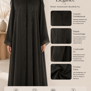 Classic Noir Stone Work Abaya