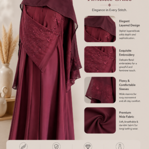 Burgundy Bloom Embroidered Abaya