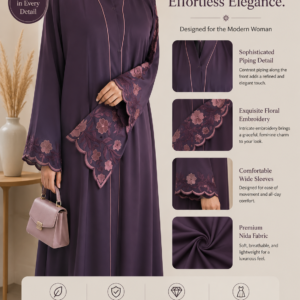 Plum Blossom Embroidered Abaya