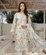 Ivory Meadow Garden 3-Piece Lawn Suit (Design Code: D-5643)