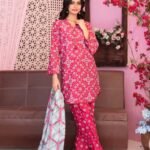 Hot Pink Bandhani 3-Piece Printed Lawn Suit