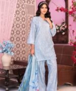Sky Blue Botanical 3-Piece Lawn Suit