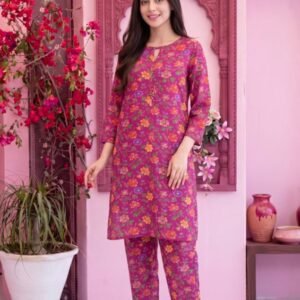 Magenta Garden Print 3-Piece Lawn Suit