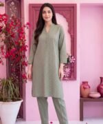 Sage Green Geometric 3-Piece Lawn Suit