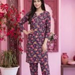 Plum Floral Garden 3-Piece Lawn Suit