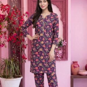 Plum Floral Garden 3-Piece Lawn Suit