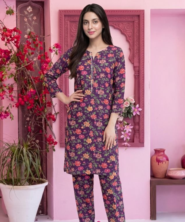 Plum Floral Garden 3-Piece Lawn Suit