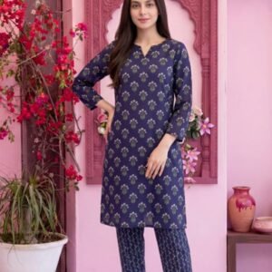 Deep Indigo Floral Motif 3-Piece Lawn Suit