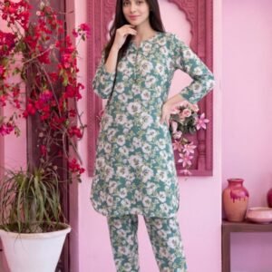 Dusty Teal Floral 3-Piece Lawn Suit