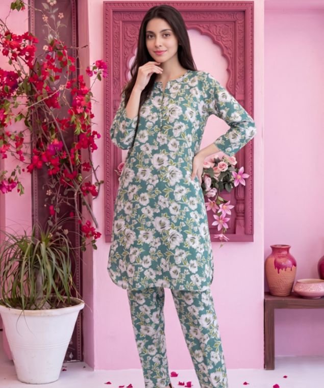 Dusty Teal Floral 3-Piece Lawn Suit