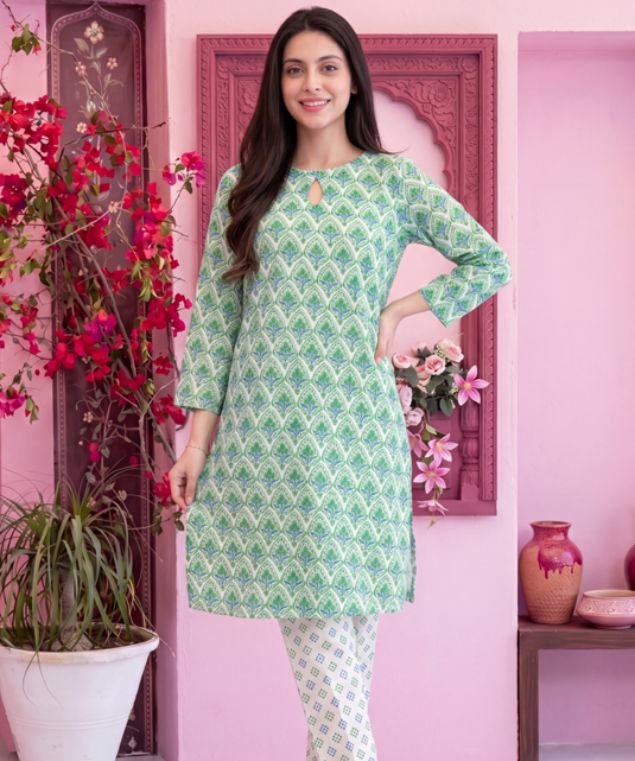 Fresh Mint Arch Print 3-Piece Lawn Suit