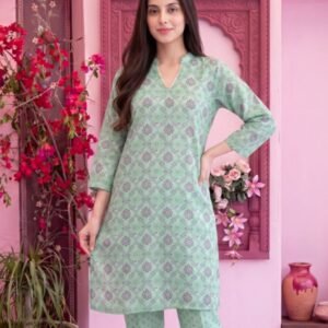 Pistachio Green Floral Lattice 3-Piece Lawn Suit