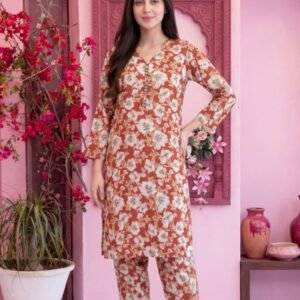 Rust Terracotta Floral 3-Piece Lawn Suit