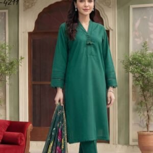 Emerald Green Embroidered 3-Piece Lawn Suit