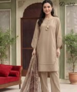 Beige Elegance Tassel Trim 3-Piece Lawn Suit