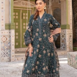 Deep Forest Emerald 3-Piece Embroidered Lawn Suit