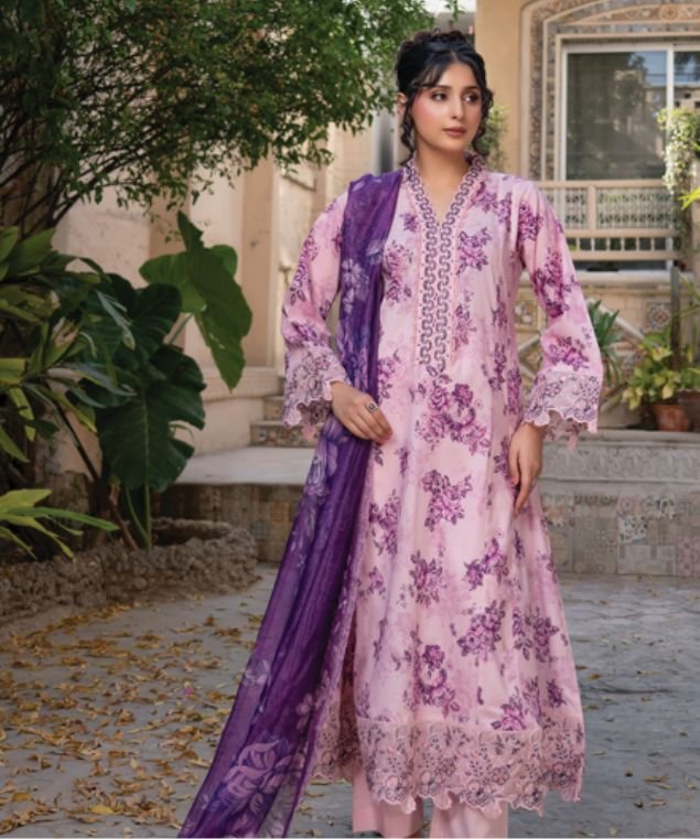 Orchid Blush & Royal Purple 3-Piece Lawn Suit
