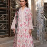 Ivory Magenta Gardenia 3-Piece Lawn Suit