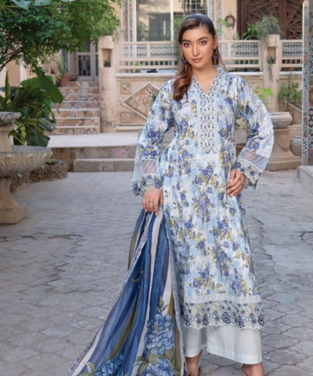 Ocean Breeze Schiffli 3-Piece Lawn Suit