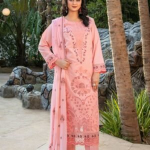 Soft Coral Pink 3-Piece Lawn Suit