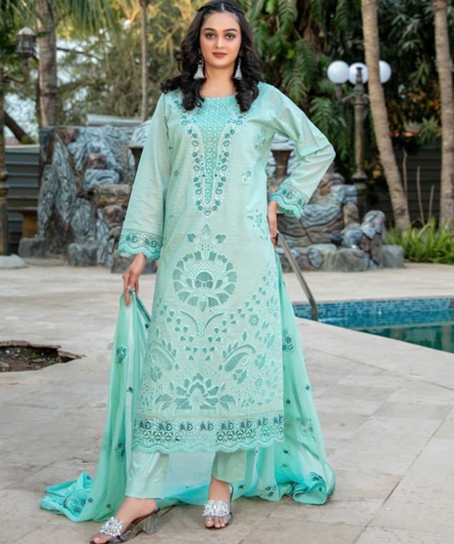 Fresh Seafoam Green 3-Piece Lawn Suit