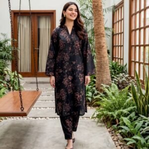 Onyx Copper Flora 3-Piece Lawn Suit