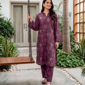 Deep Magenta Blossom 3-Piece Lawn Suit