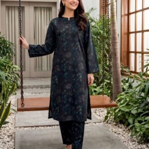 Shadow Teal Botanical 3-Piece Lawn Suit