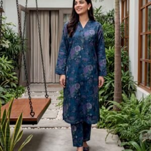 Royal Indigo Peony 3-Piece Lawn Suit