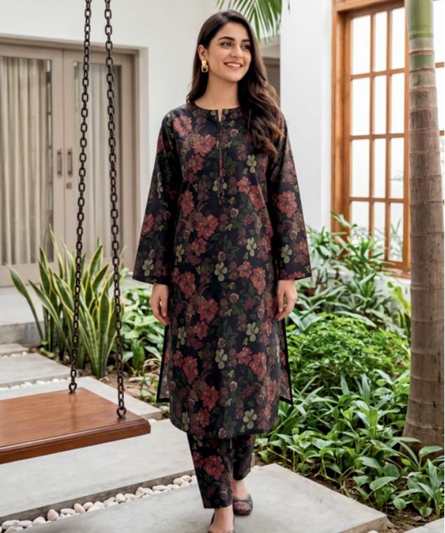 Noir Rose Tapestry 3-Piece Lawn Suit