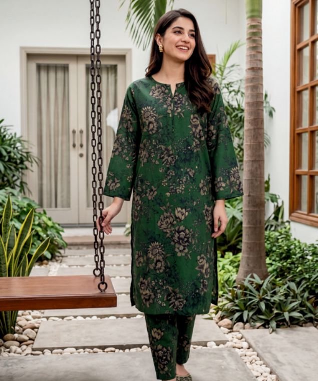 Emerald Vine Tapestry 3-Piece Lawn Suit