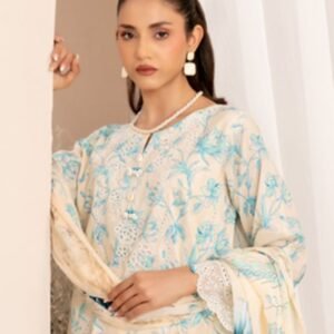 Sky Blossom Printed 3-Piece Suit