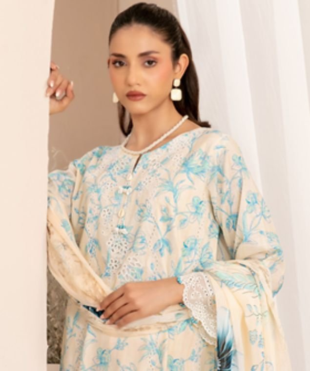 Sky Blossom Printed 3-Piece Suit