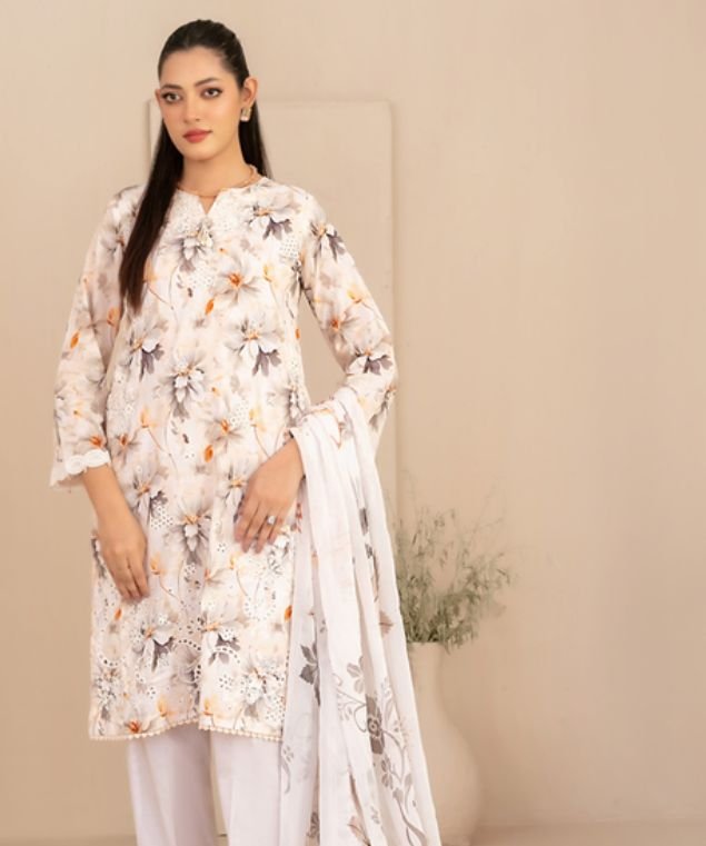 Ivory Petal Printed 3-Piece Suit