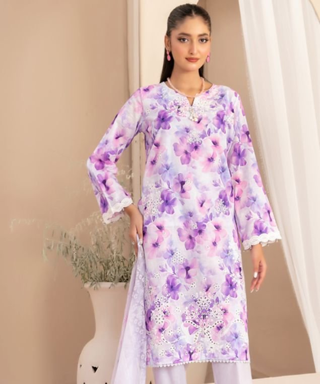 Lavender Bloom Printed 3-Piece Suit