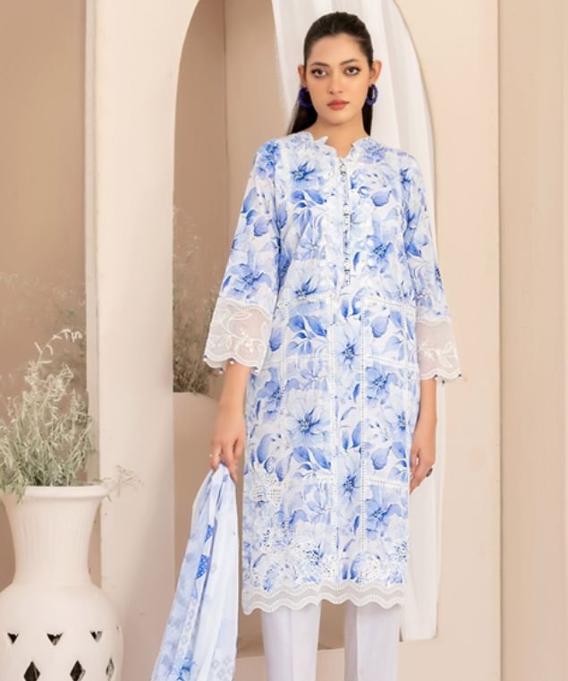 Blue Serenity Printed 3-Piece Suit