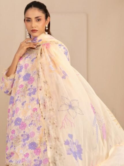 Floral Lavender 3-Piece Lawn Ensemble