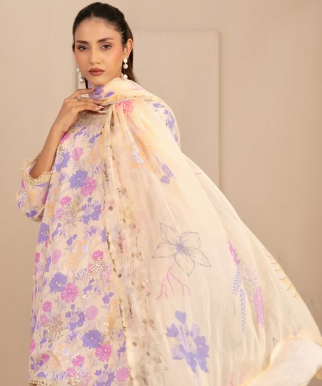 Floral Lavender 3-Piece Lawn Ensemble