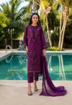 Royal Purple Cutwork 3-Piece Lawn Suit - Image 3